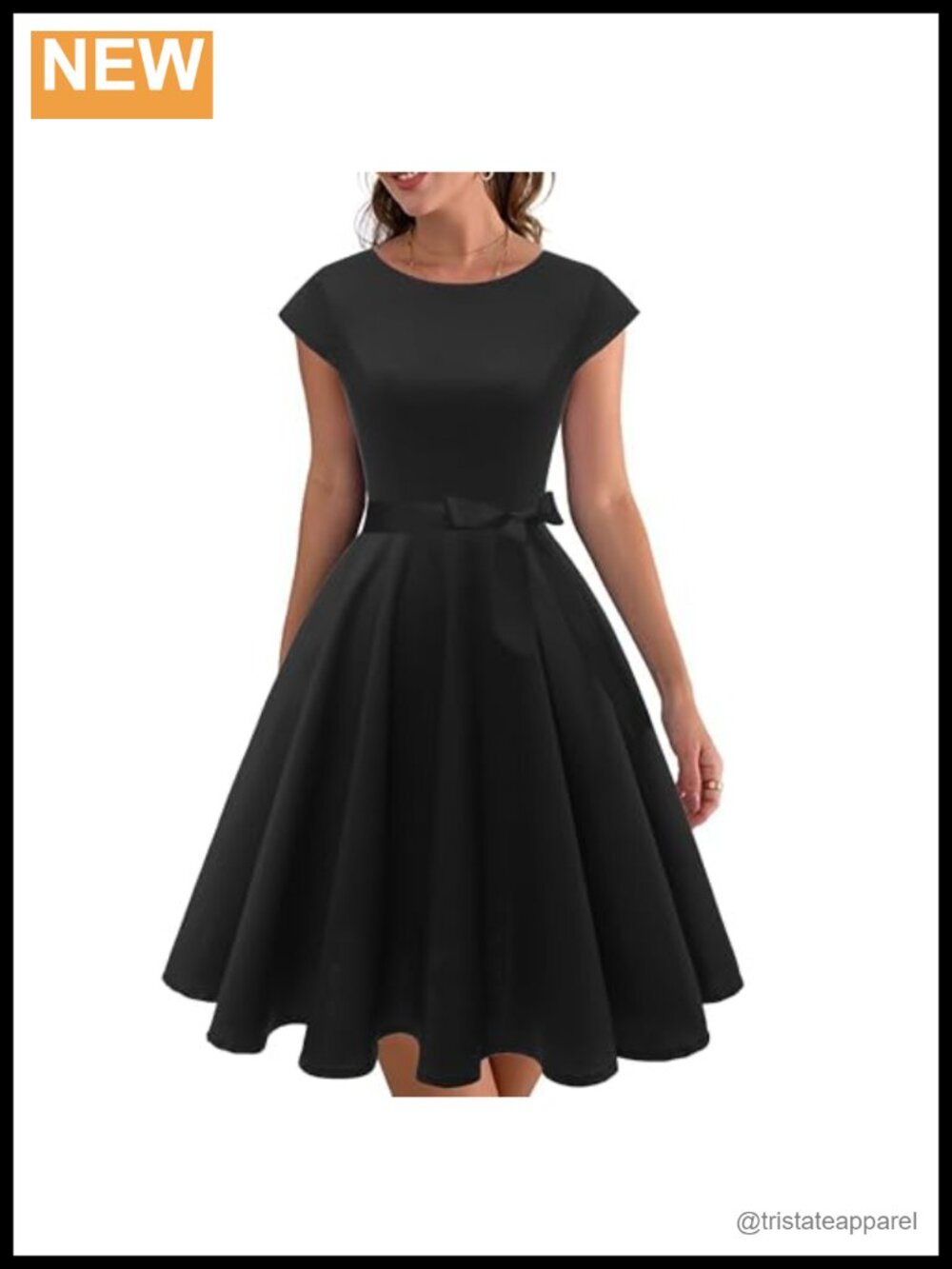PUKAVT Women's Vintage 1950s Cocktail Party Dress Cap Sleeve Retro Swing